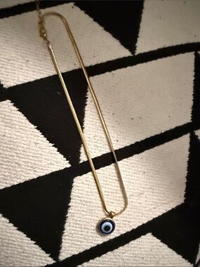 Gold Chain Necklace with Blue Evil Eye Pendant